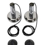 Space Age chrome pendant lamps / Mid-century modern design / 1960s / 1970s / Set of 2