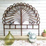Headboard rattan peacock