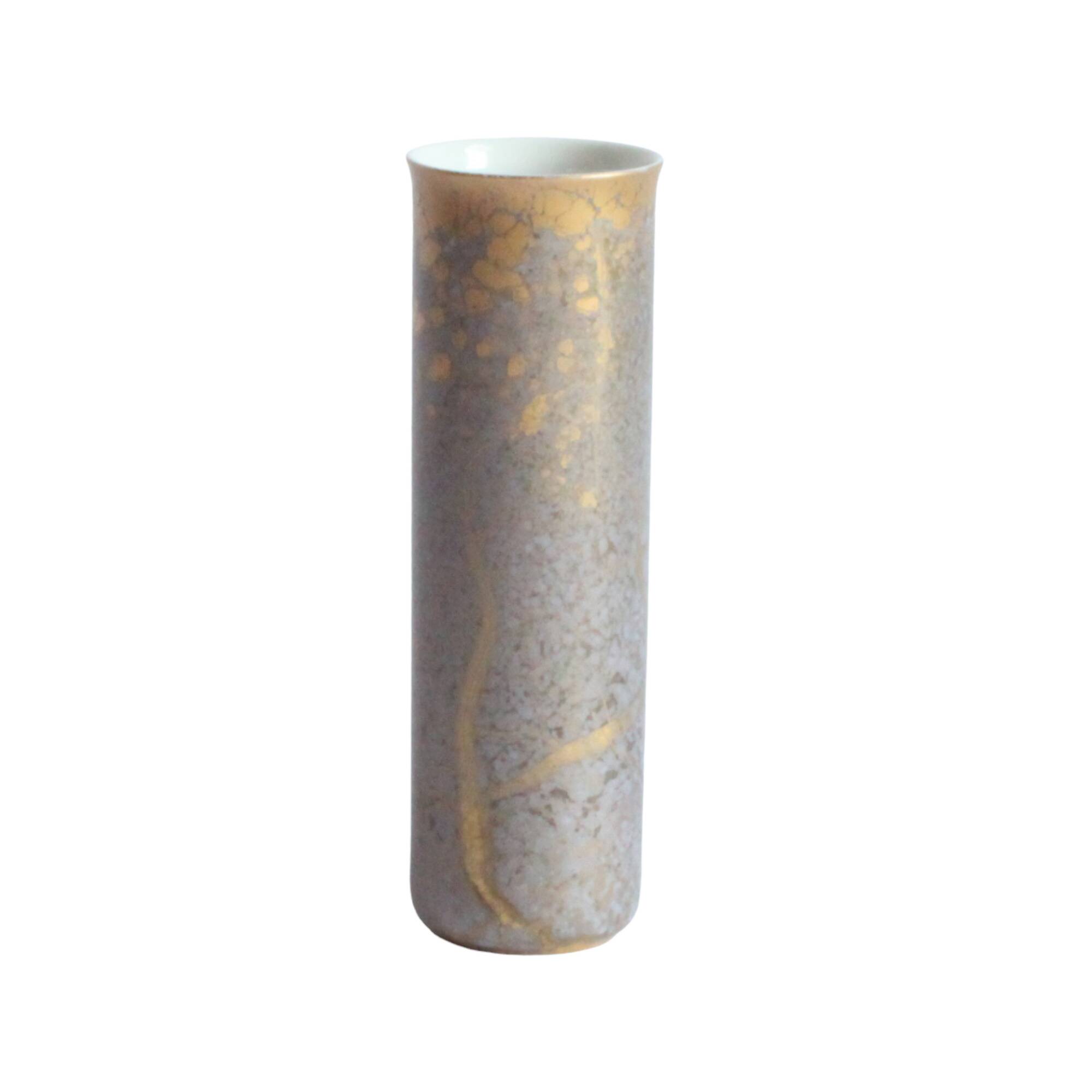 Vase cylindre doré par H.Drexler pour Rosenthal, 1970