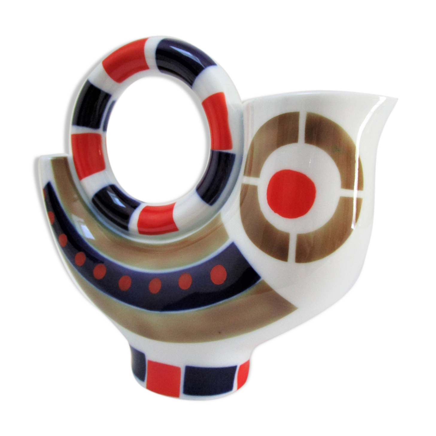 Zoomorphic pitcher vase rooster porcelain design vintage