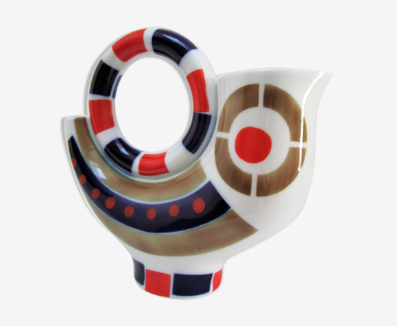 Pichet zoomorphe coq porcelaine design vintage