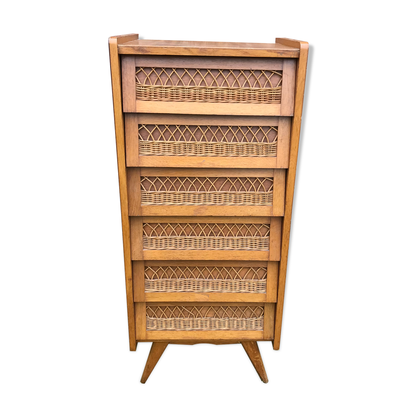 Commode rotin vintage