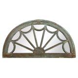 Half-moon patinated solid wood mirror