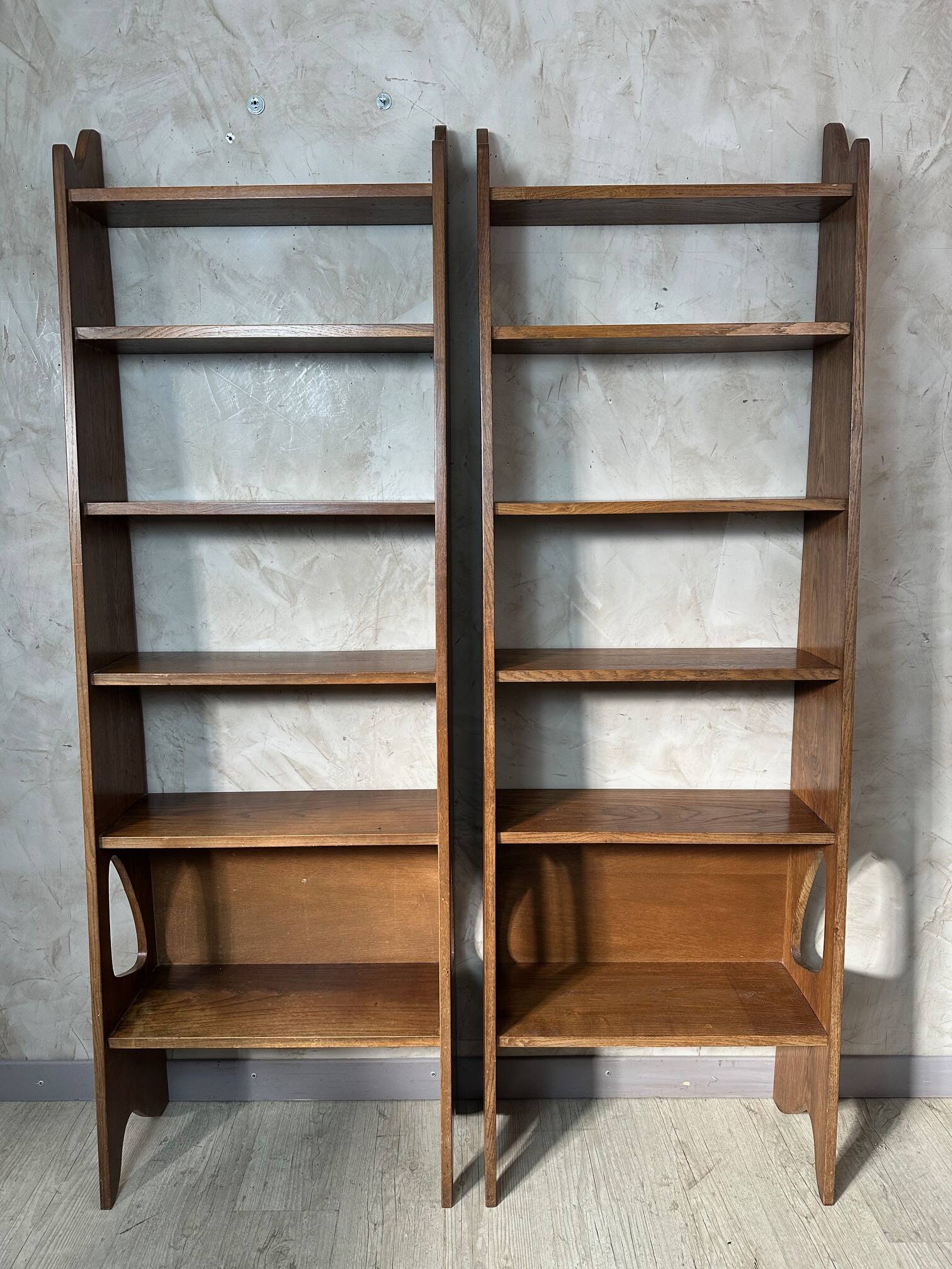 Pair of oak shelves
