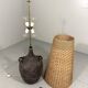 Large amphora floor lamp in pottery with a rattan shade from the 1960s.