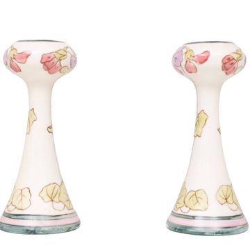 Vases Art Nouveau par Royal Dux, design floral pastel, années 1930, paire