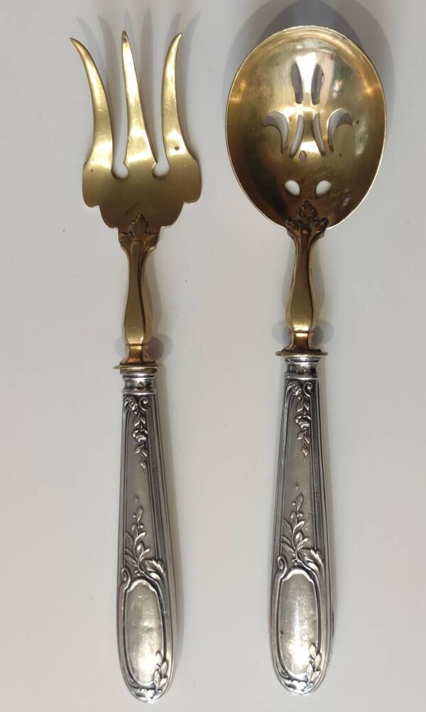 Ancien service  à dessert mignardises 4 pièces argent gaufré poinçon minerve