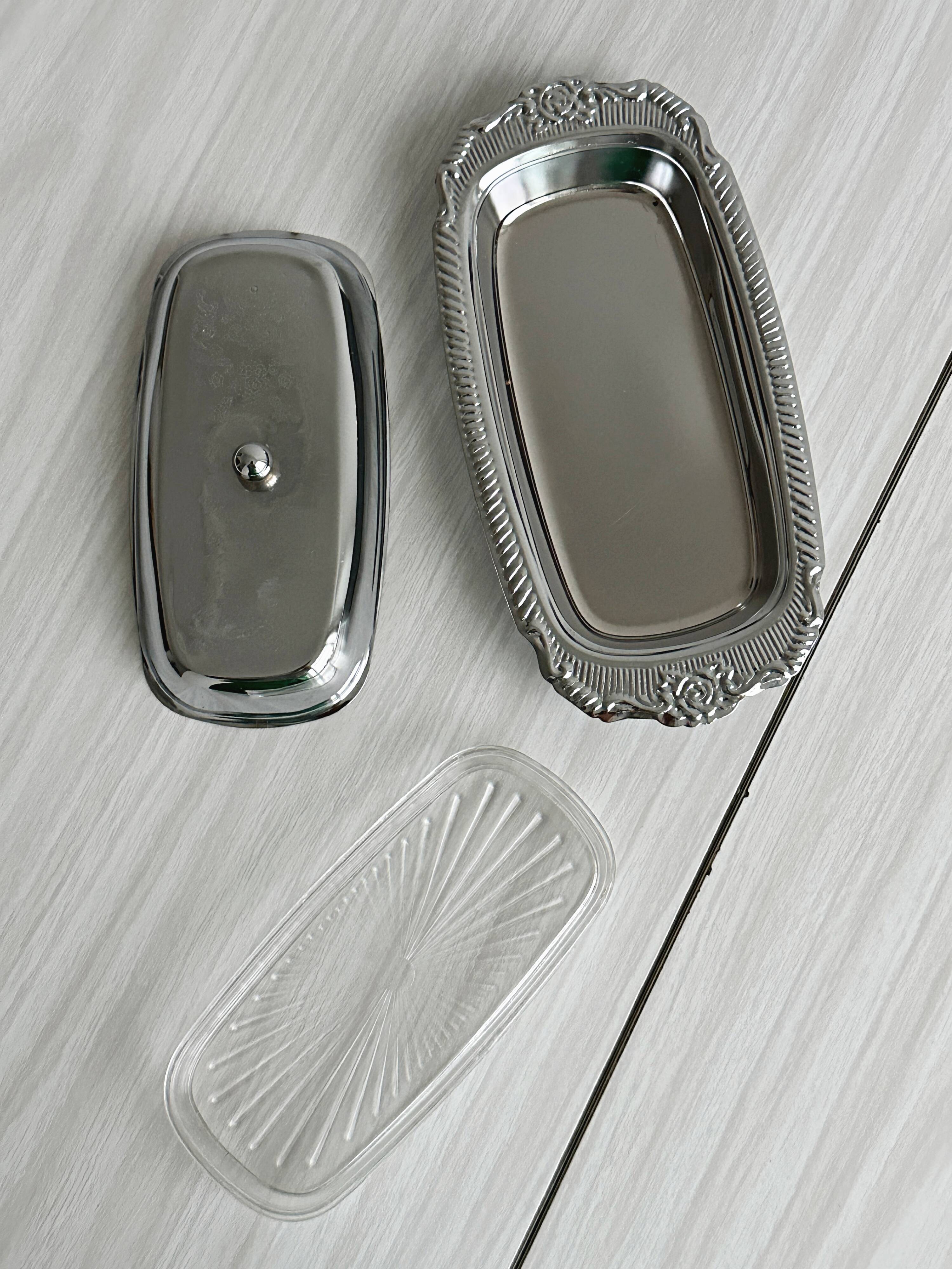 light metal butter dish