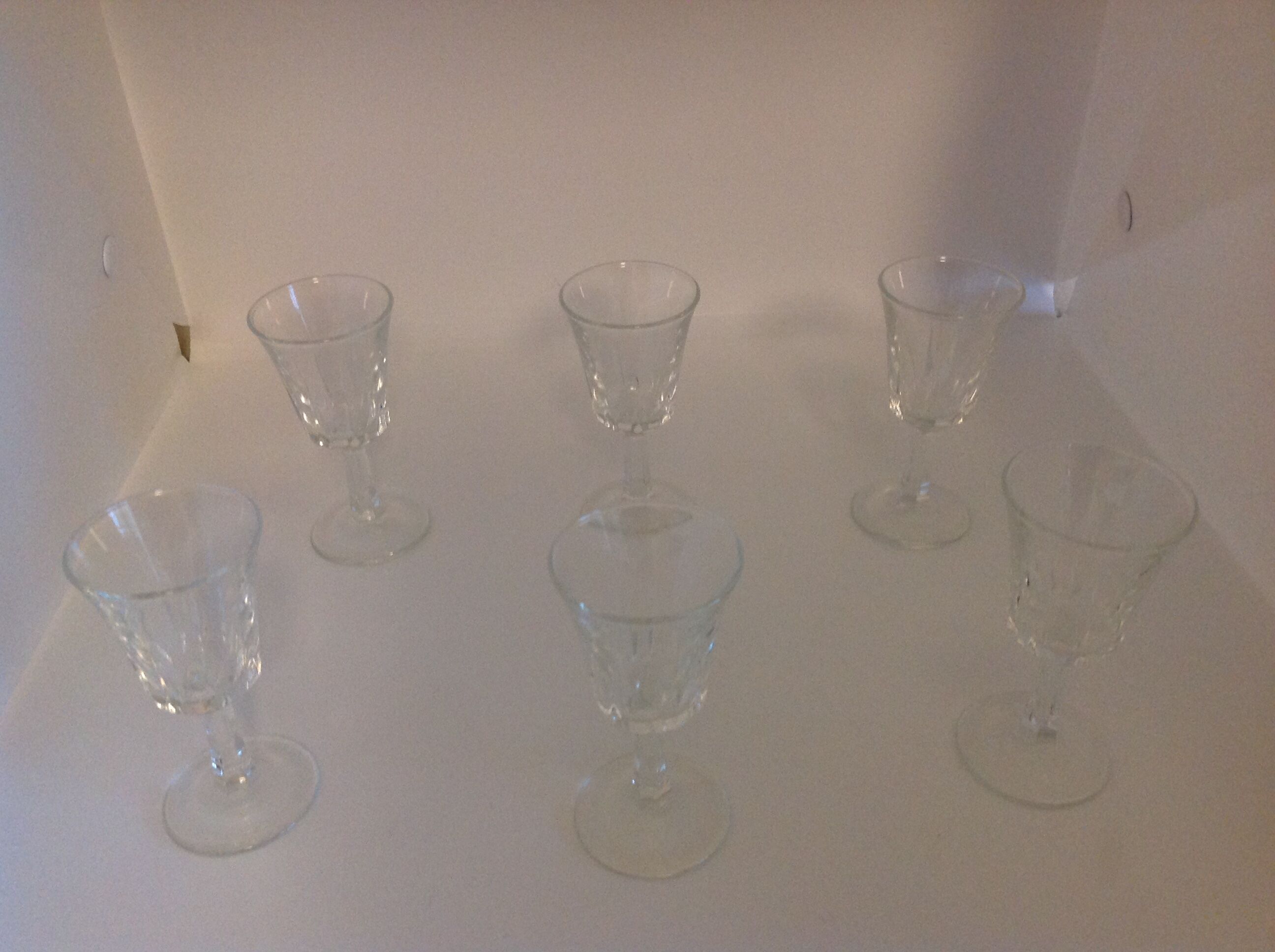Six glasses with liqueur on foot, vintage 60s/70