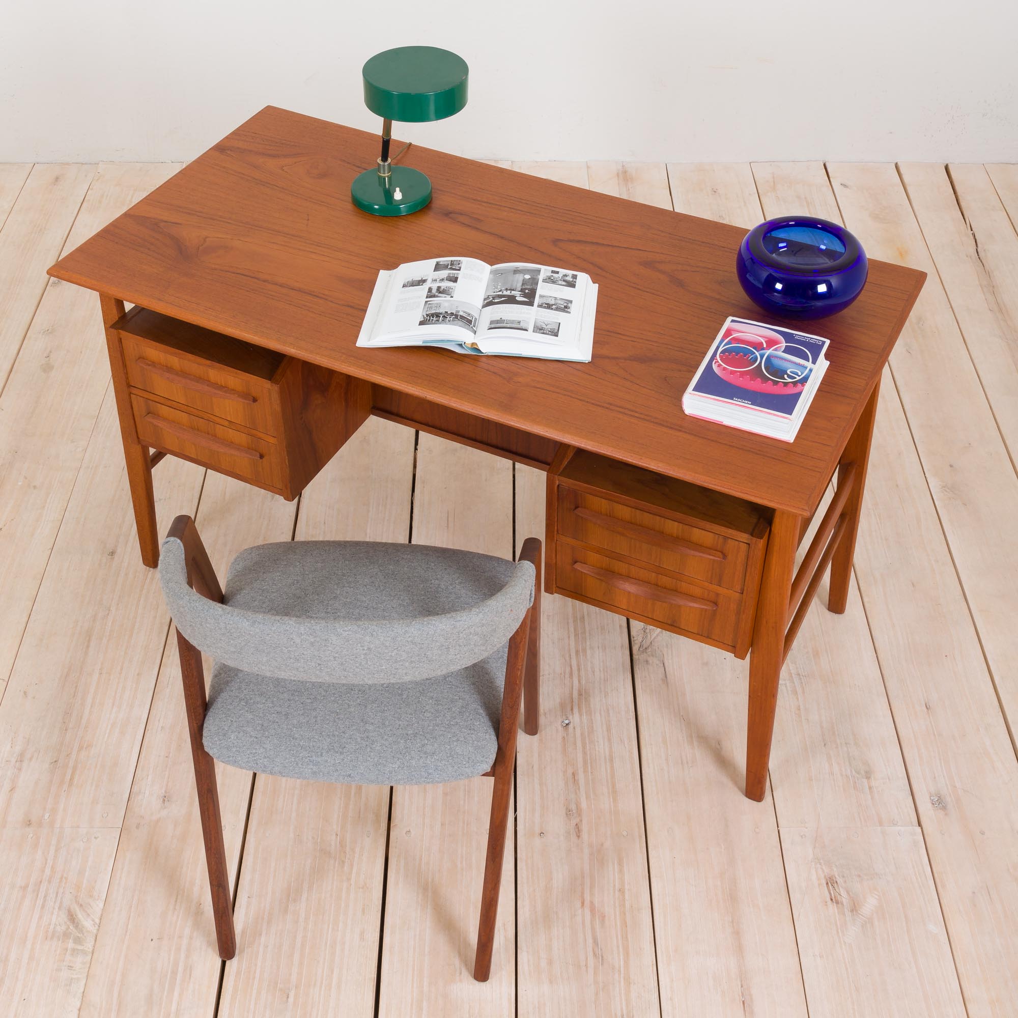 Gunnar Nielsen for Tibergaard teak desk with bar cabinet Denmark 1960s