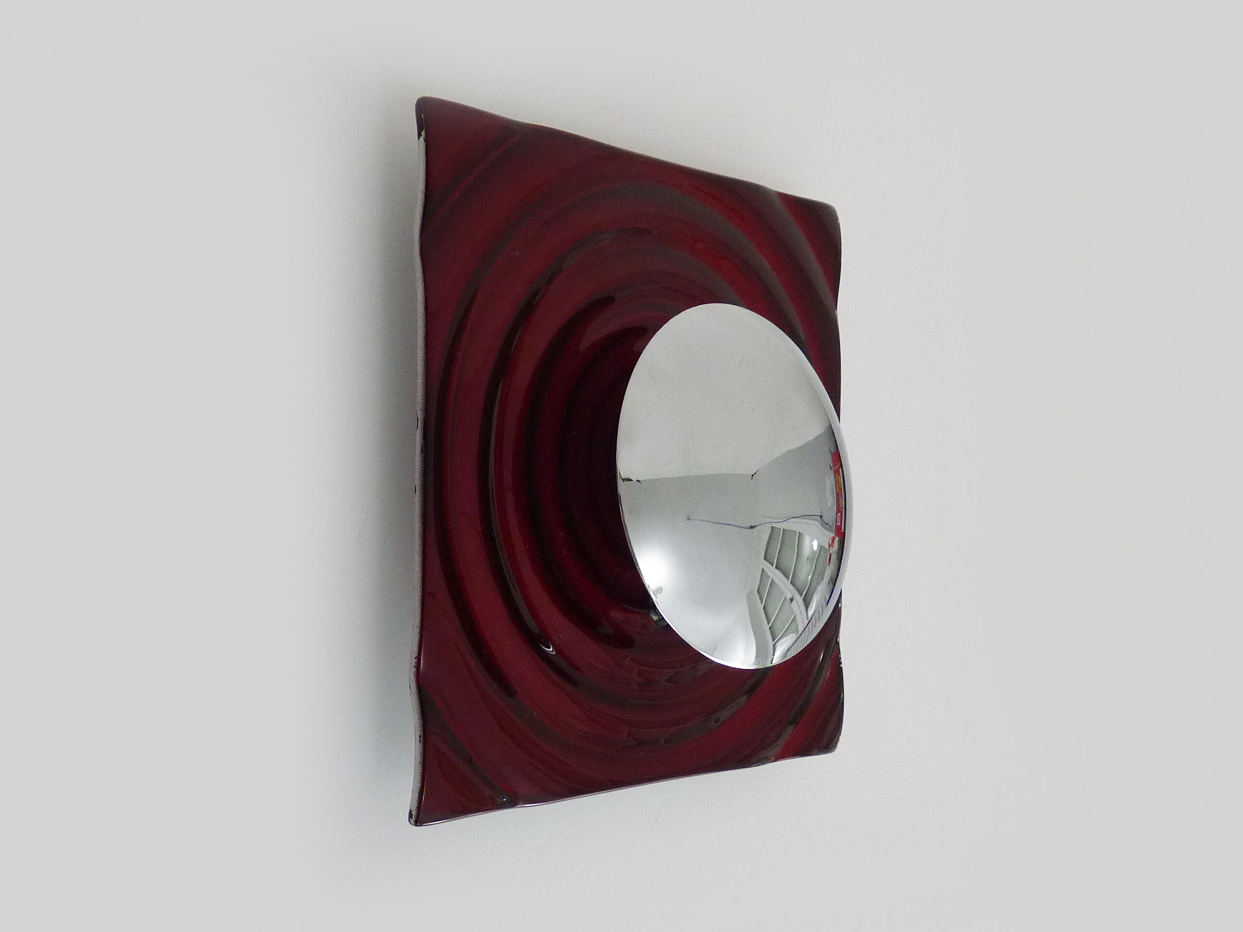 Paul Neuhaus wall lamp in red glass and chrome reflector