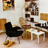 1960's Set of Four Rattan Armchairs and Side Table by Jaroslav Prochazka for ULUV