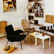 1960's Set of Four Rattan Armchairs and Side Table by Jaroslav Prochazka for ULUV
