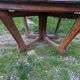Antique Art Deco table with Eiffel-style legs in solid oak