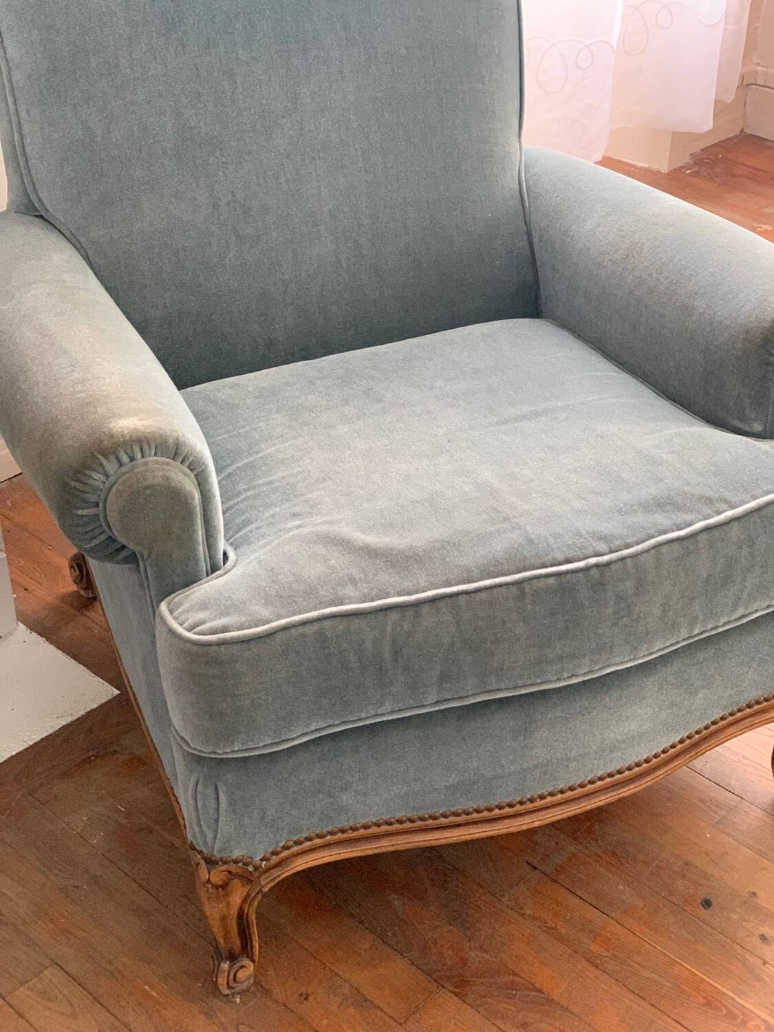 Antique velvet armchair
