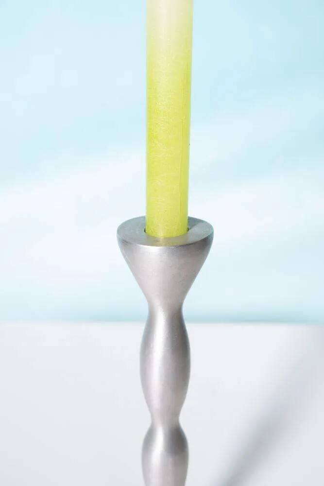 Set of space age candlesticks from the 70s/80s, organic aluminium.