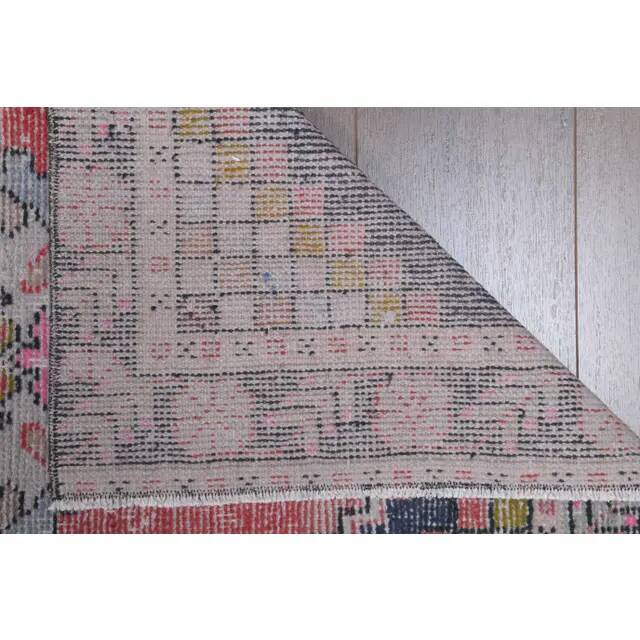 Vintage Turkish Oushak Handmade Wool Cotton Pink Runner 88x273