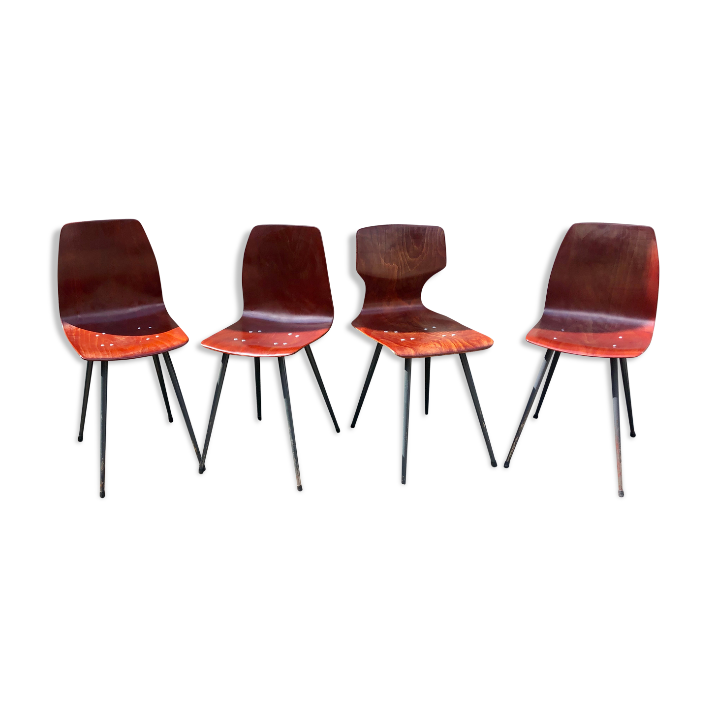 4 vintage Pagholz chairs tapered feet