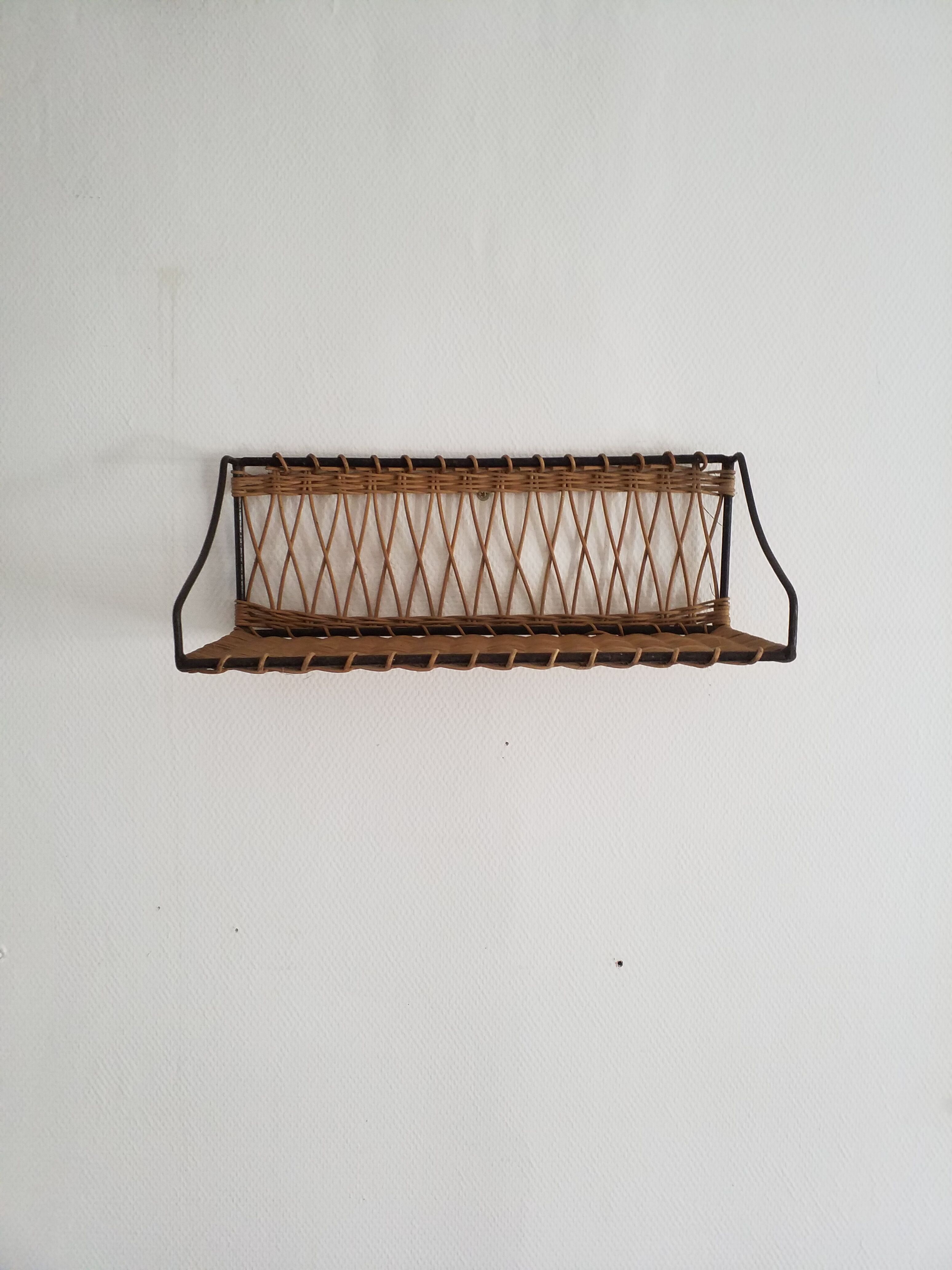 Rattan wall shelf