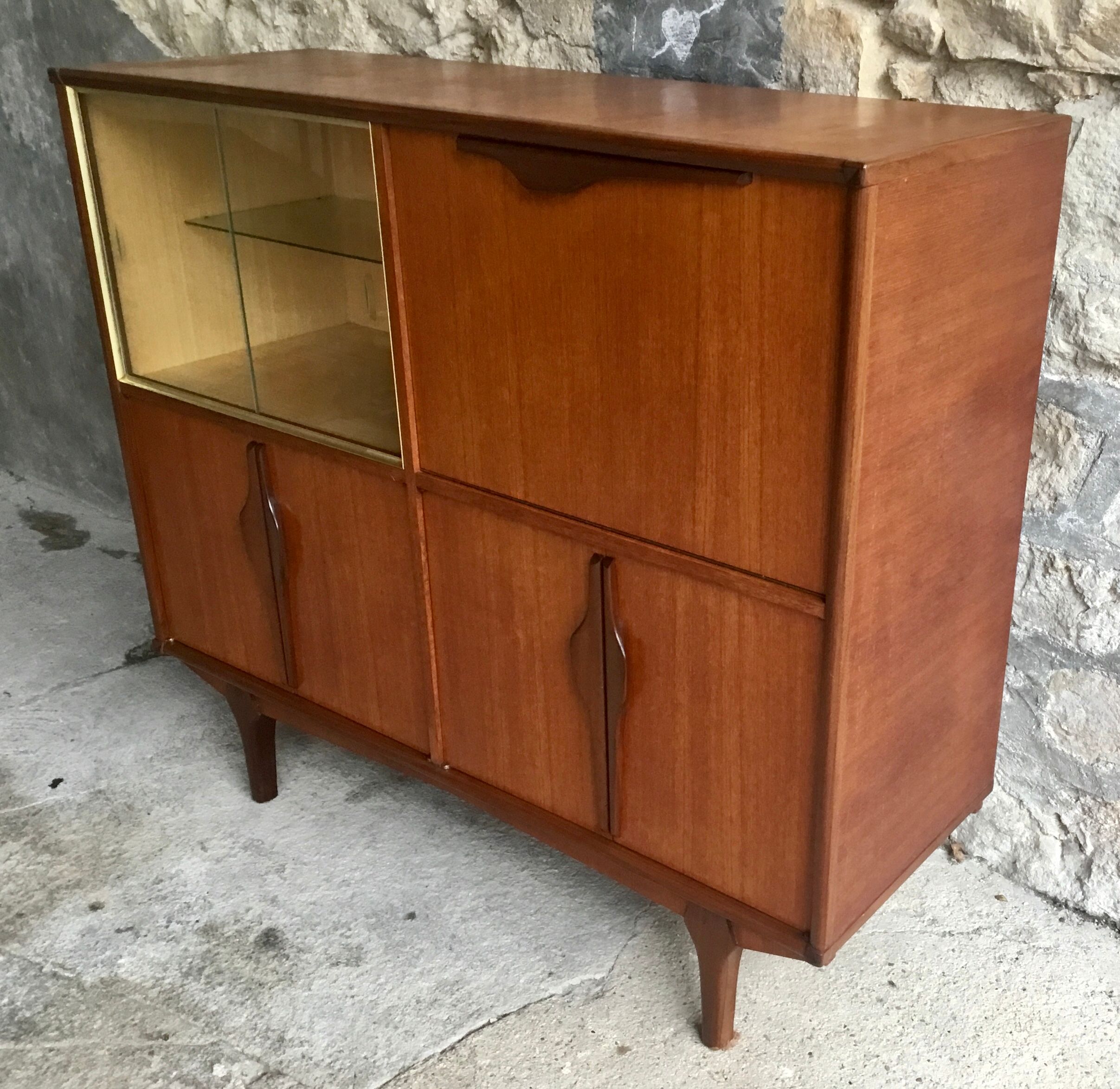 Scandinavian teak buffet with showcase and secretary - 1960