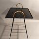 Bedside table black metal and gilded brass 1960.