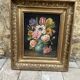 Old painting still life with flowers – oil on canvas – gilded frame