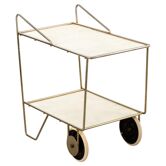 Geometric sculptural bar cart / serving trolley, with perforated metal, Midcentury Matégot -style.
