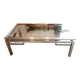 Structure table basse acier brossé sans vitres - années 70