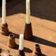 Conical circular candle holder in solid teak H10 D6