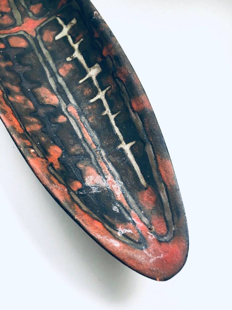 Abstract Art Ceramic Surfboard Bowl Dish from Perignem Studio, Belgium, 1960s