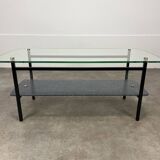 Table basse en métal et verre, années 50