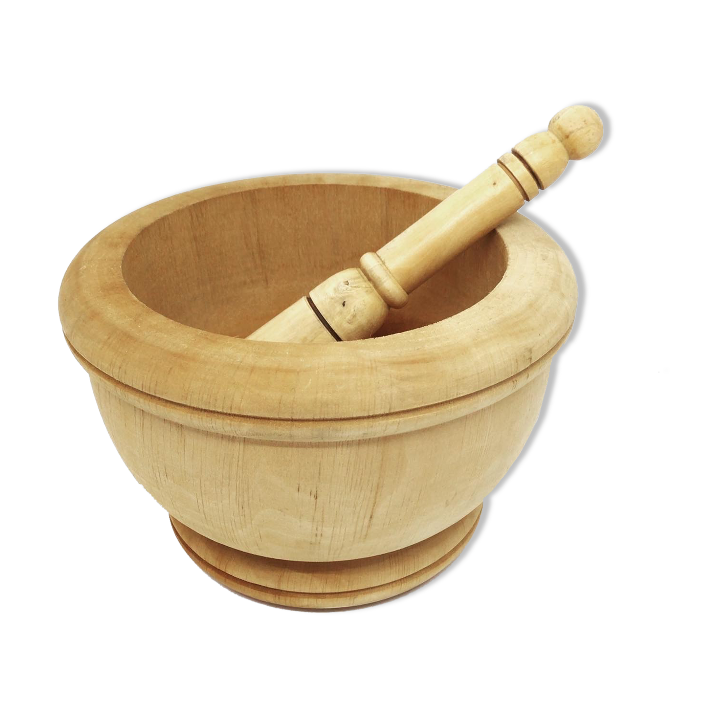 Mortier et pilon en bois brut