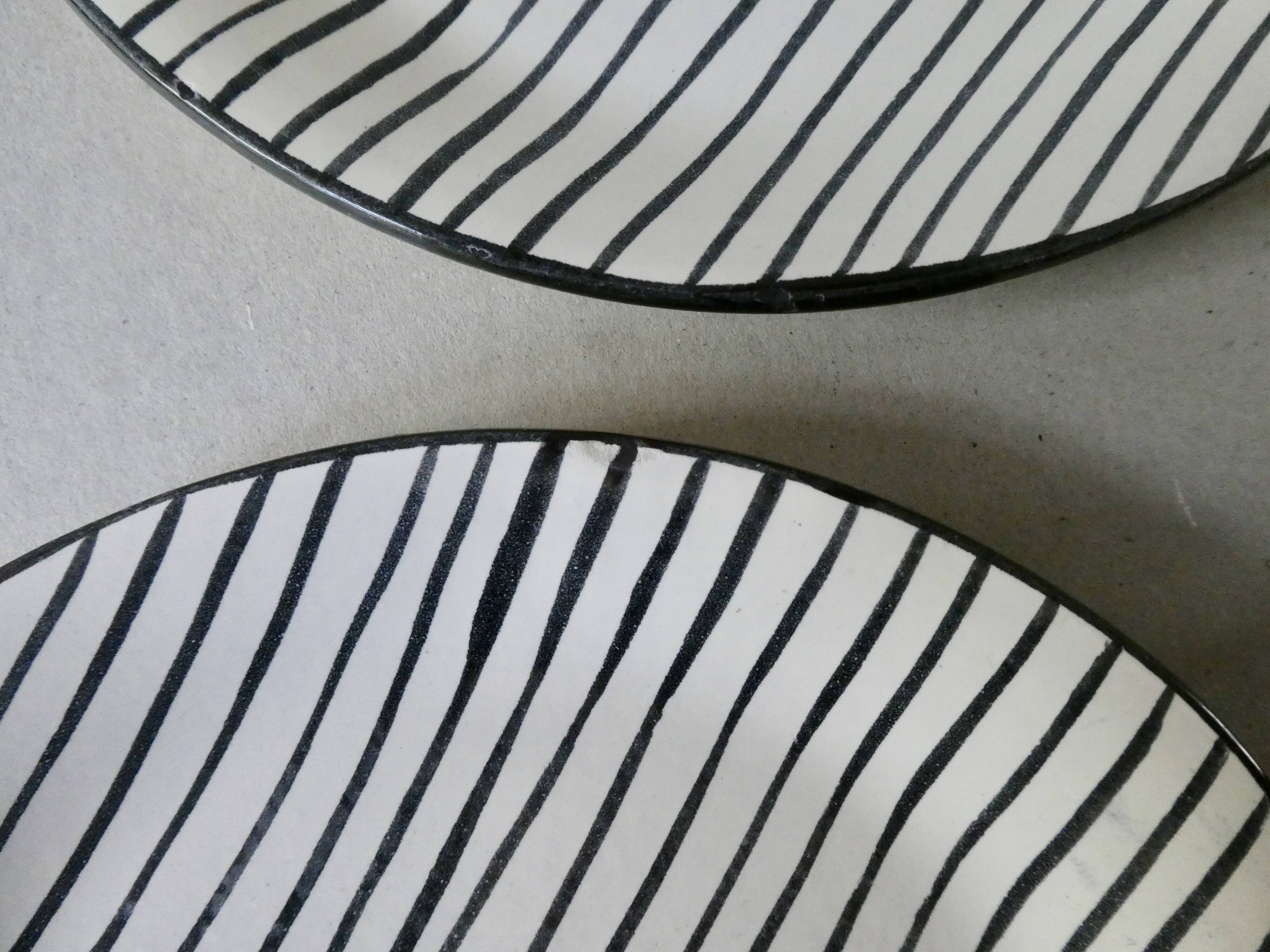 Set of 6 flat ceramic plates, free form, 50s