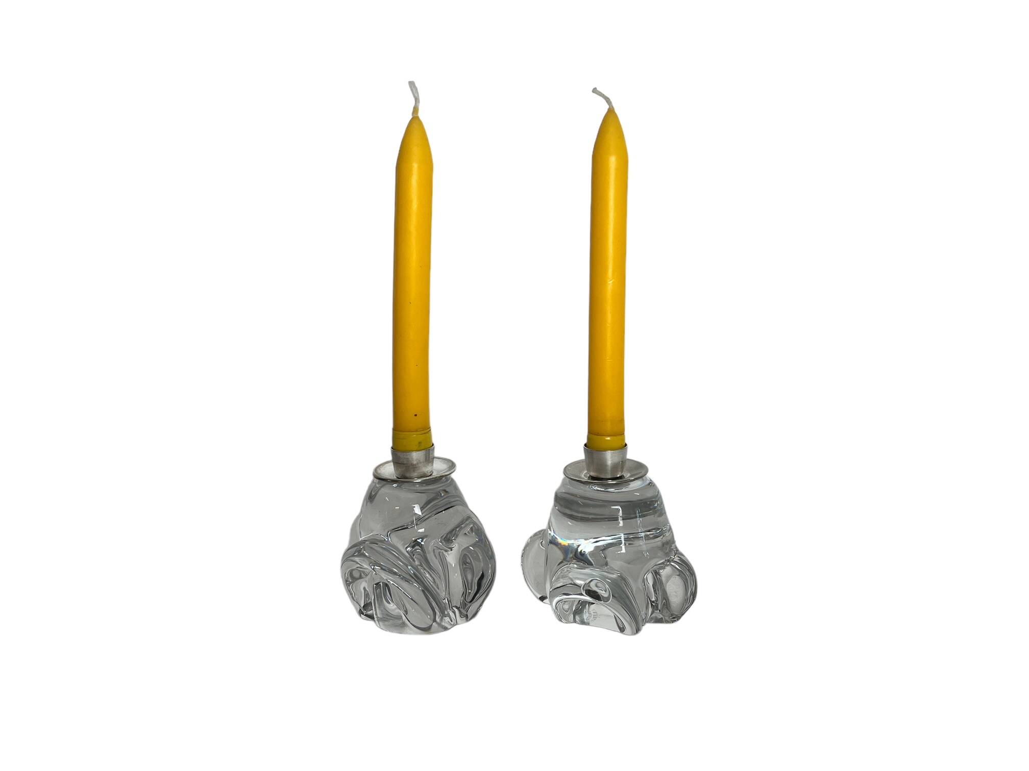 Tableware pair of crystal candlesticks JB France 20th century