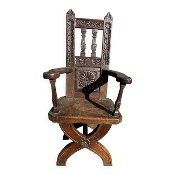 Antique oak armchair, high period