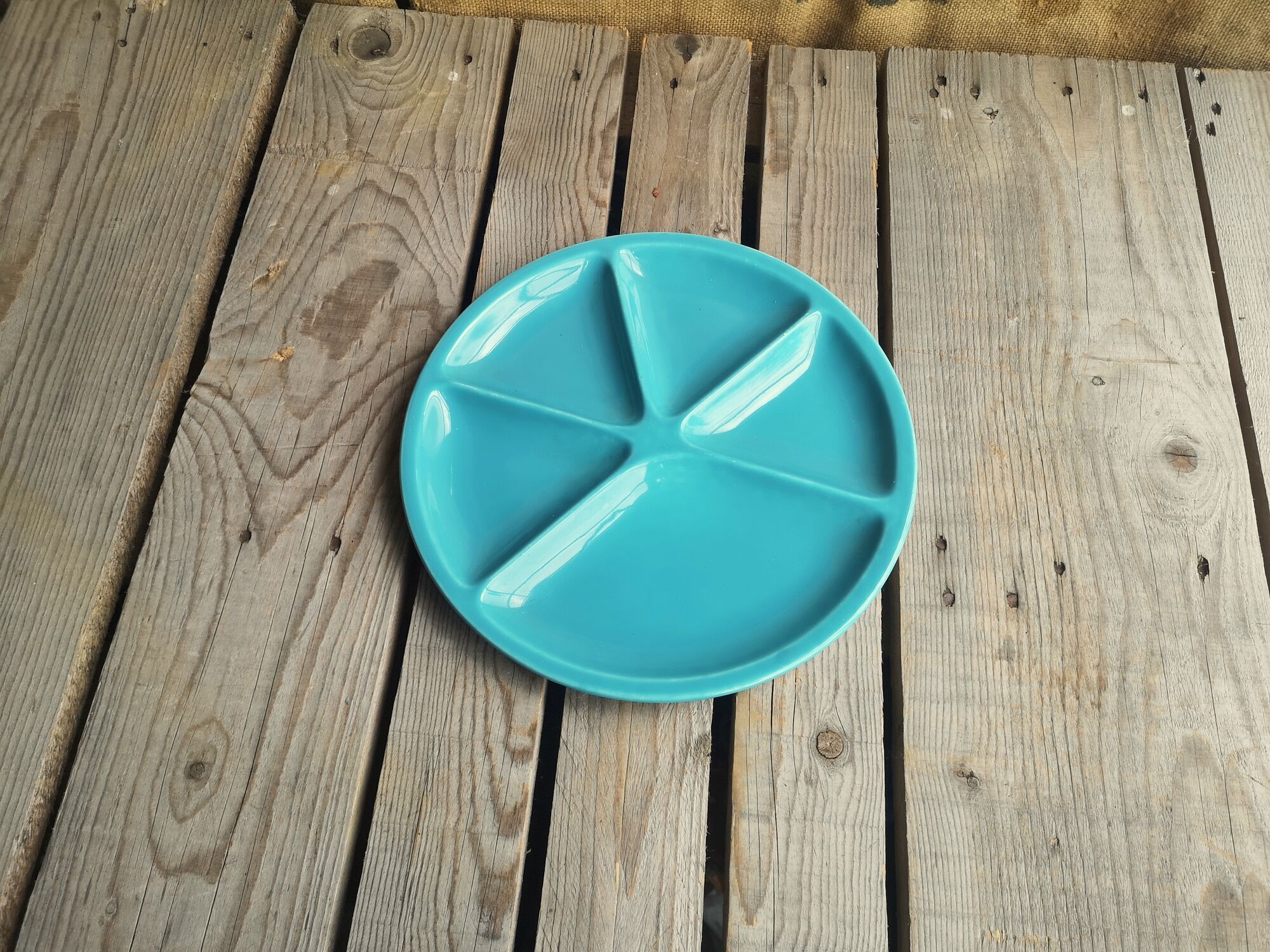 Fondue Plate Le Creuset in Turquoise Blue Ceramics