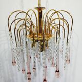 Murano chandelier with pink tassels with 3 lights