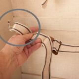 Anc Large cabin trunk in khaki canvas with a snakeskin effect, wood & brass