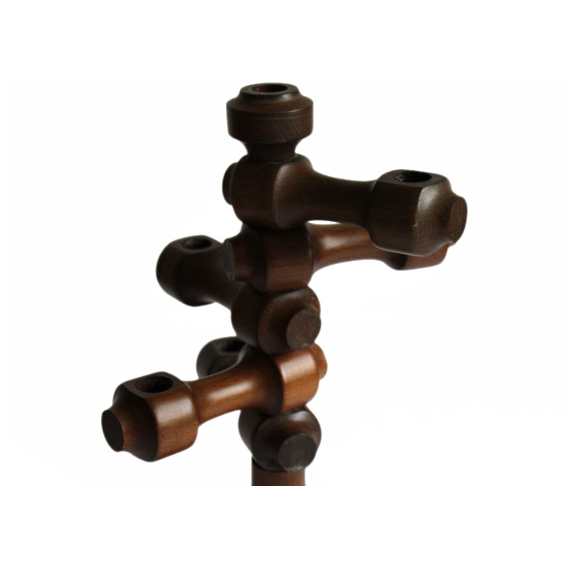 Adjustable wooden turned candelabra, 1970s.