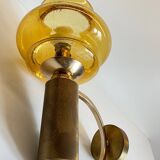 Vintage bubble glass brass applique