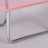 Table basse Bauhaus restaurée, par Mücke Melder, Chrome, Tchèque, années 1930