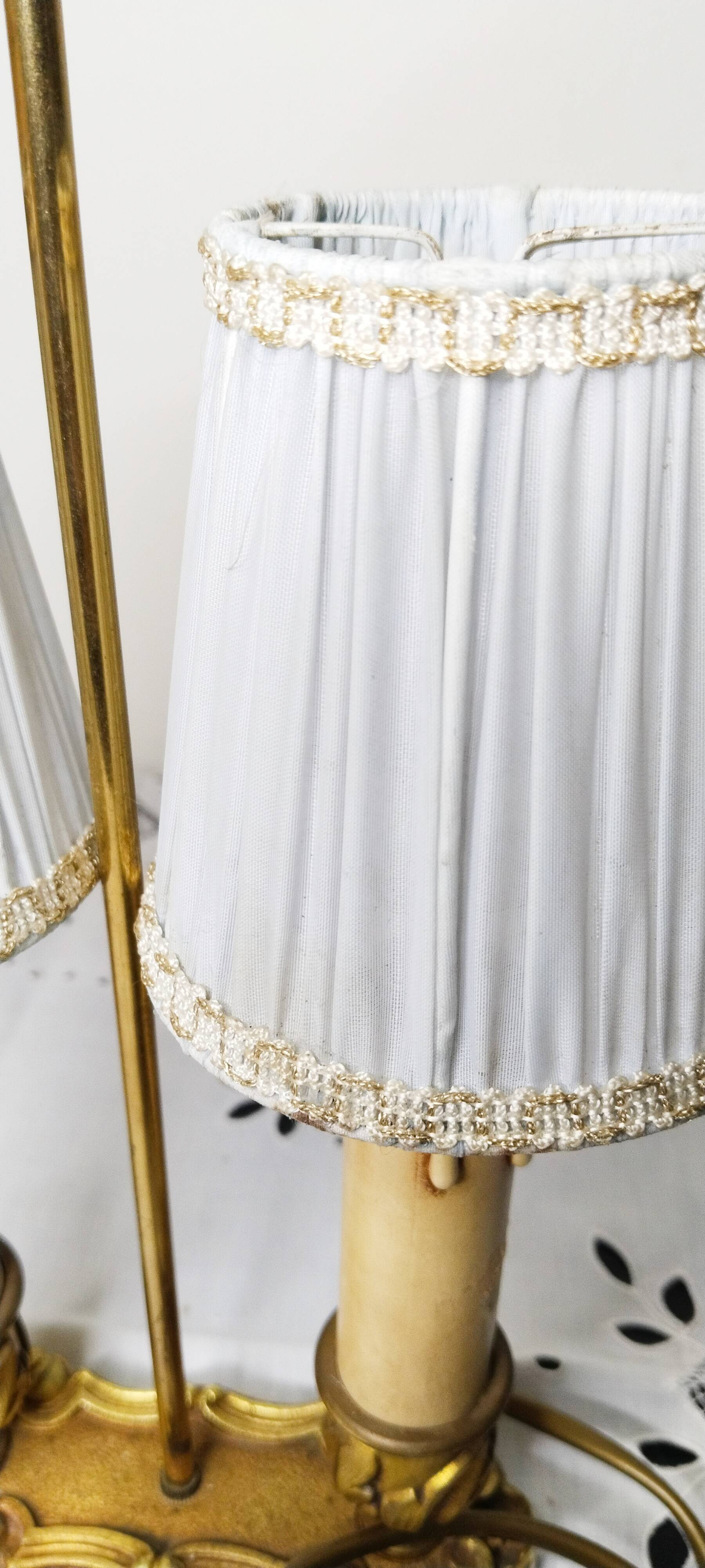 2-light hot water bottle lamp in gilded brass, bedside lamp, desk lamp