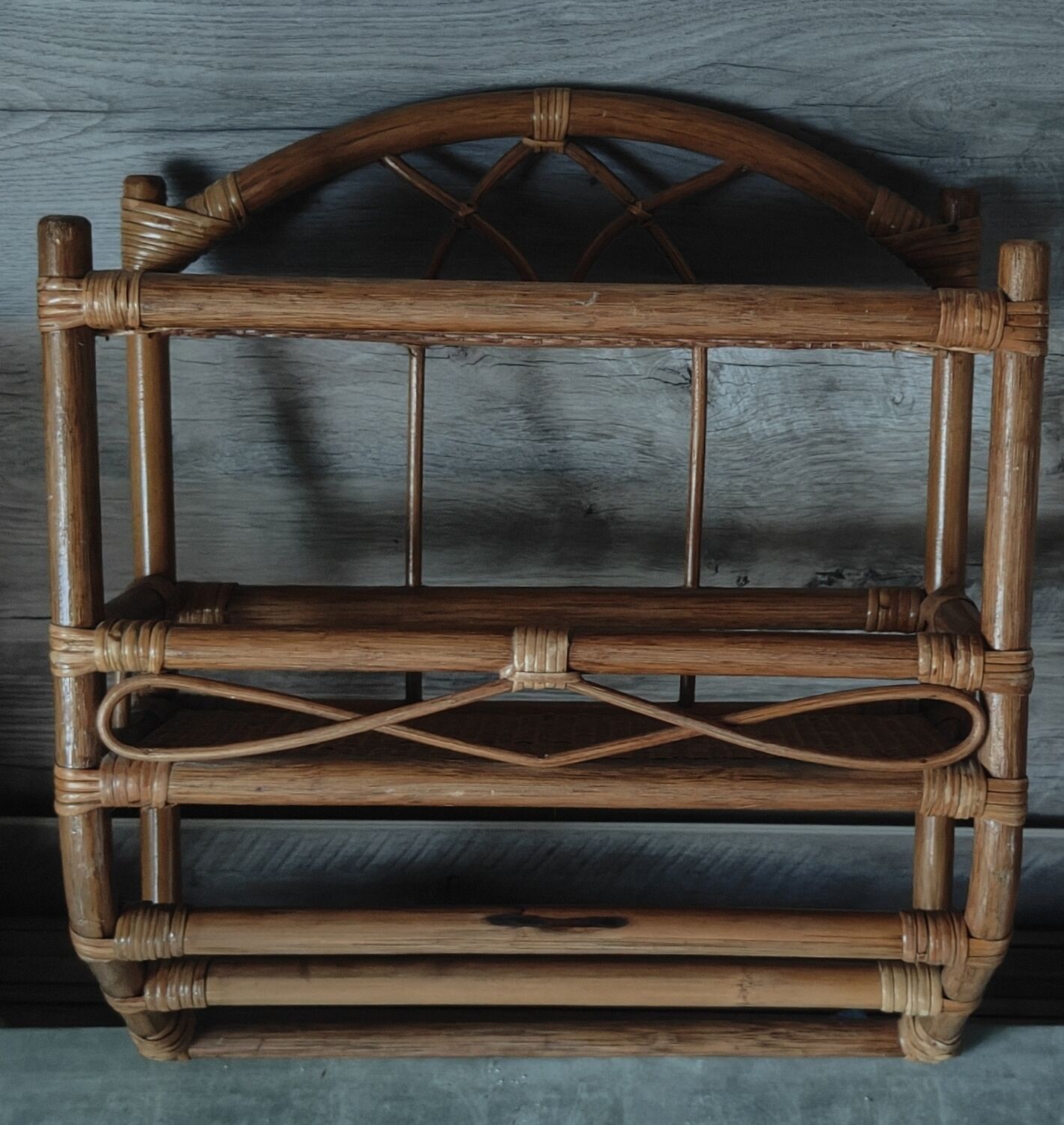 Vintage rattan shelf