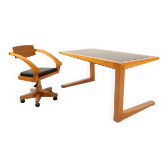 Mid-Century Desk and Matching Chair by Massimo Scolari for Giorgetti, Italy