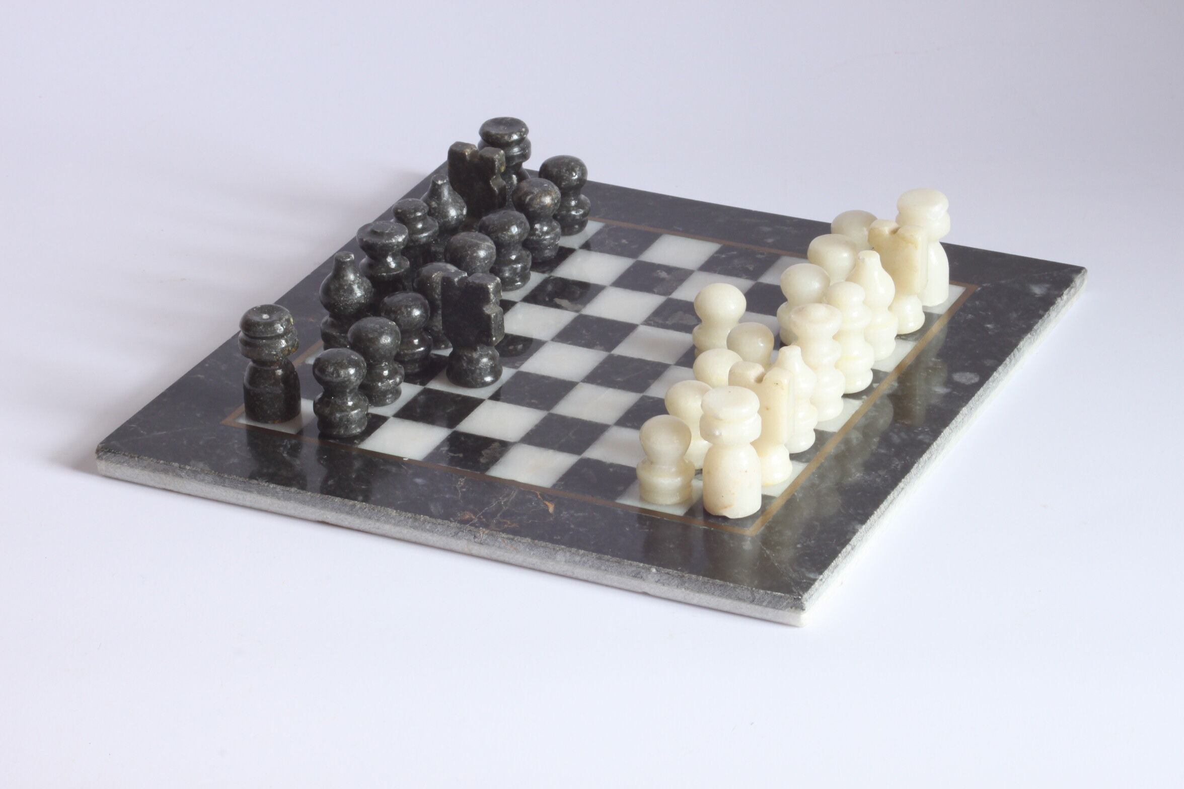Marble and alabaster chess set, 1970s.