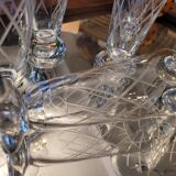 8 flutes in chiseled glass 60's