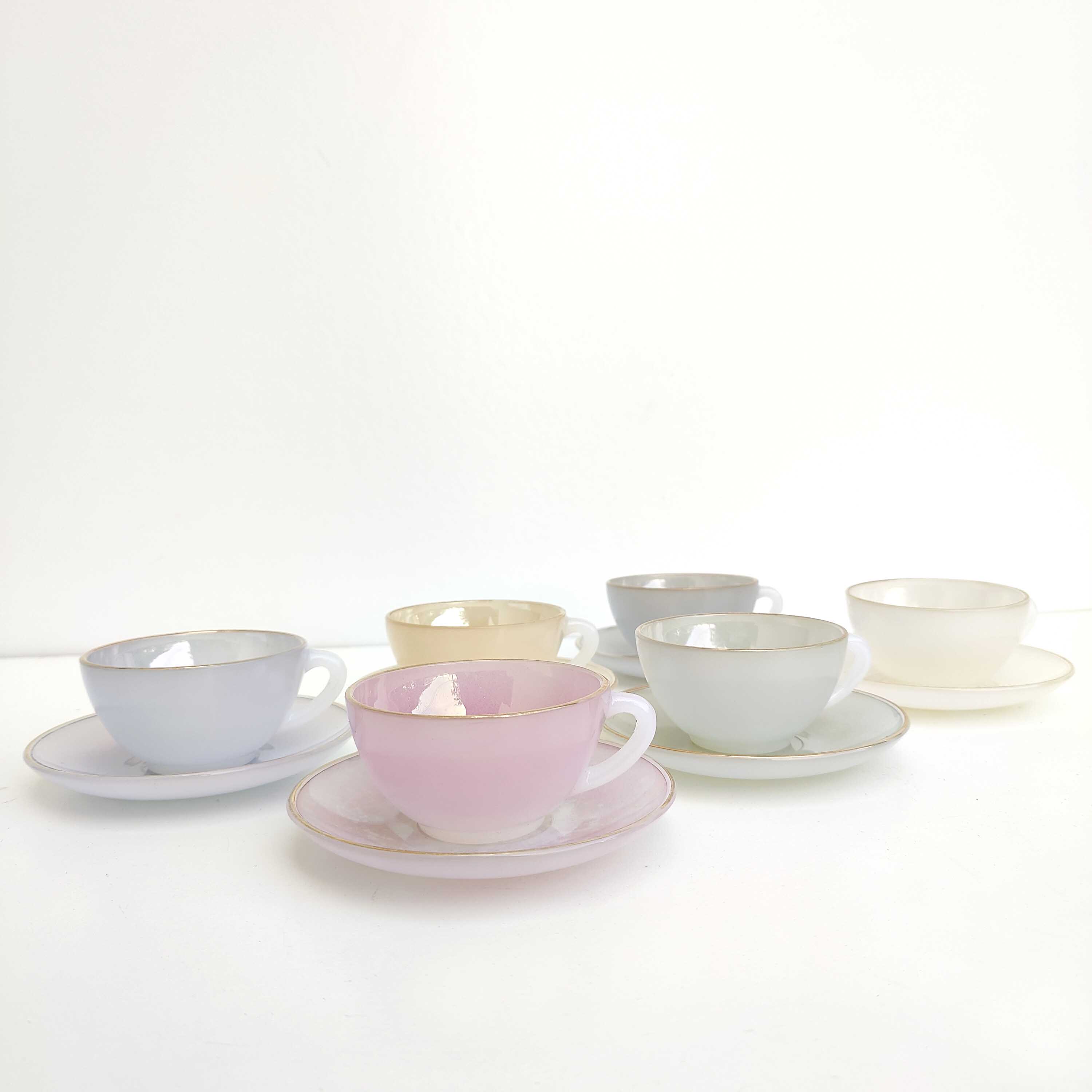 Arcopal coffee set 6 cups Pastel Harlequin
