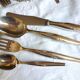 Art Deco silver-plated table cutlery set, silver metal tableware.