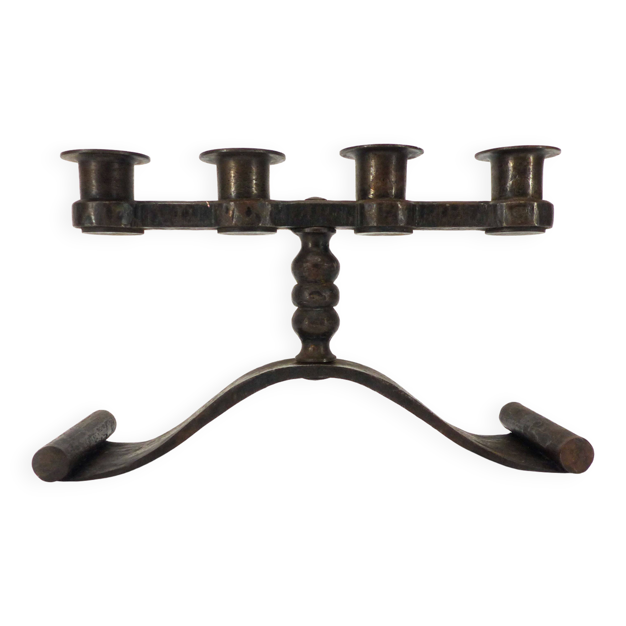 Wrought iron chandelier with four lights, Charles Piguet, Switzerland, circa 1930.