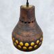 Mid Century caged glass & copper hanging lamp / pendant